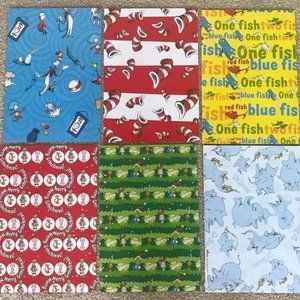 NEW Dr. Seuss Lot of 6 Pages Junk Journal Scrapbook Wrapping Papers 13.5” x 9.5”